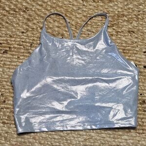 💜 OLD NAVY Shiny Metallic Blue Sports Bra - Size XL🛍 💜